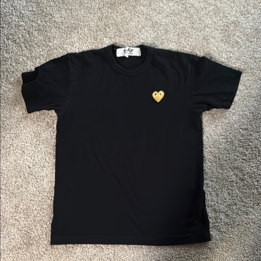 Comme des Garcons PLAY Black Tee with Gold Heart